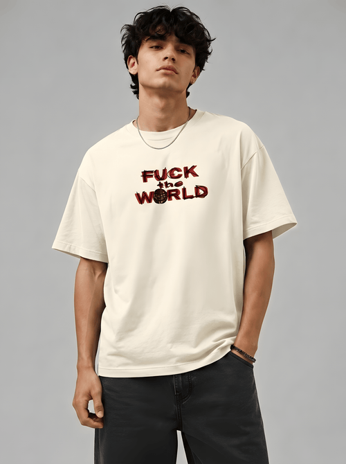 F*ck the World Oversized Graphic T-Shirt - holystud